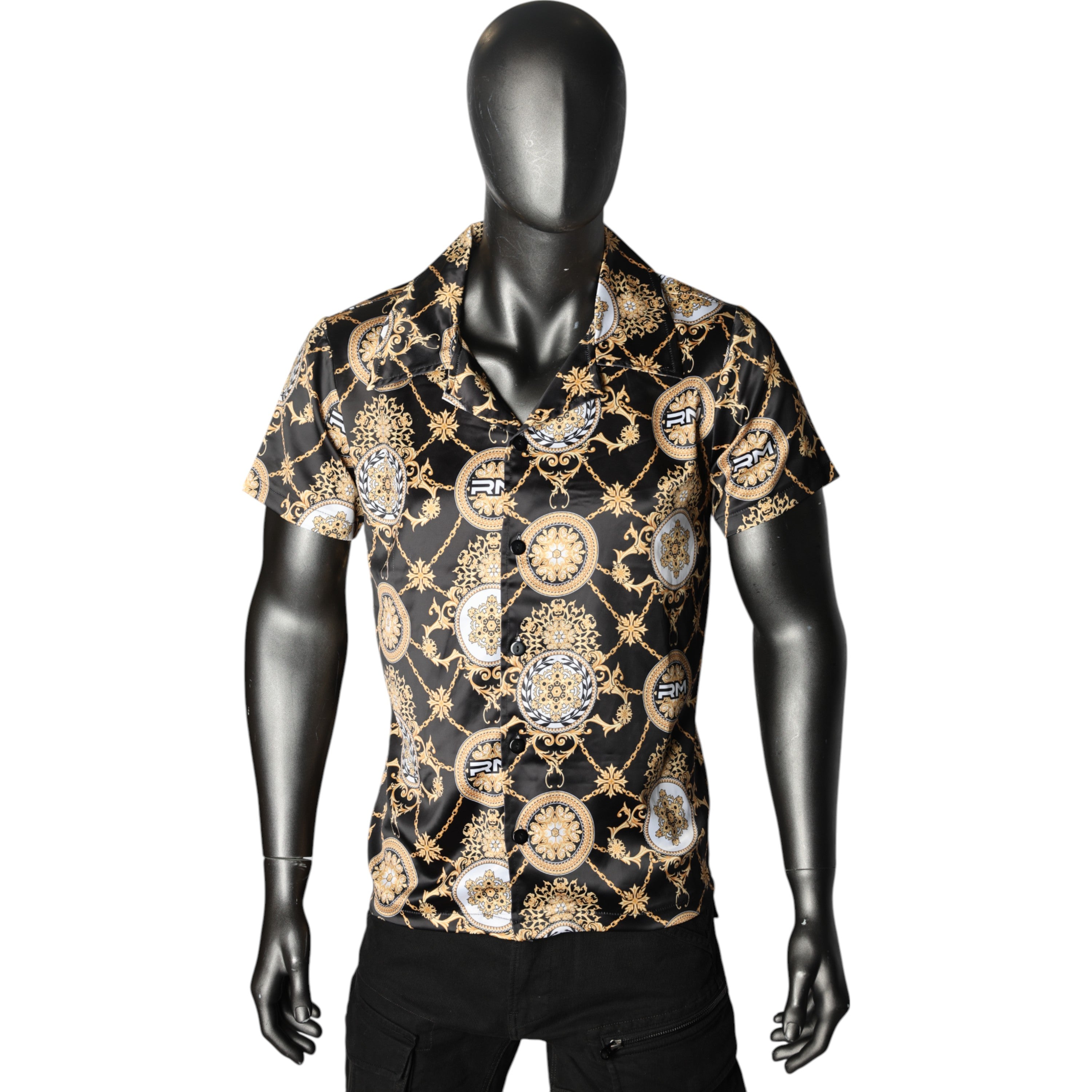 Rossimoda Shirt Floreale Fiori Resort Black-Gold